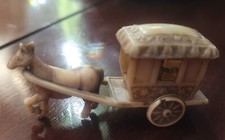 1920's/30's Antique Miniature  Celluloid Horse And Carriage With Passenger 