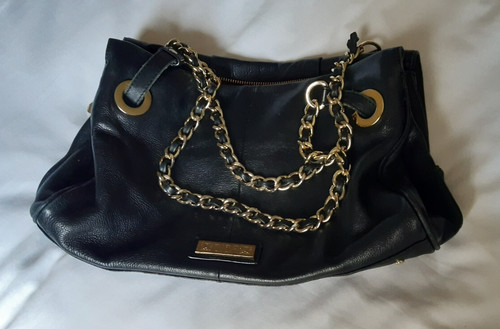 Biba black leather handbag - black,