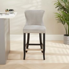Boudoir Grey Velvet Bar Stool