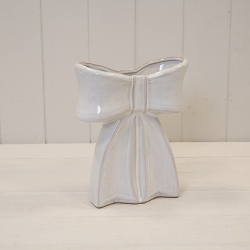 White ceramic bow vase large - white,