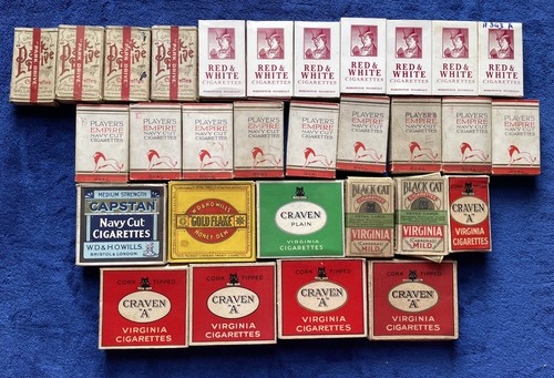 30x antique cigarette packets - cigarette,