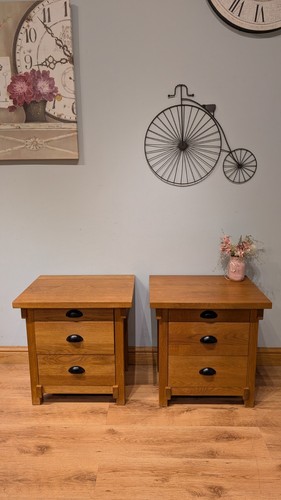 Pair oak bedside tables - pair,