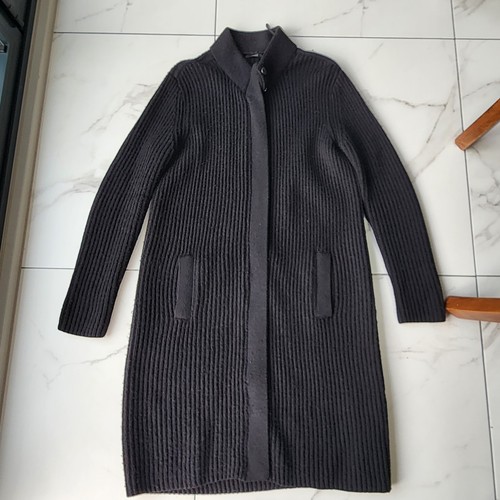 Black ribbed long cardigan
