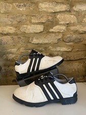 Adidas White/Black Leather Golf Shoes/Trainers Z-Traxion Spiked Grips UK 10