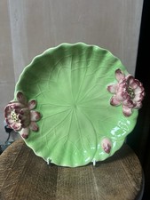 Vintage Shorter & Son Majolica Water Lily Serving Plate, Handpainted c1930s