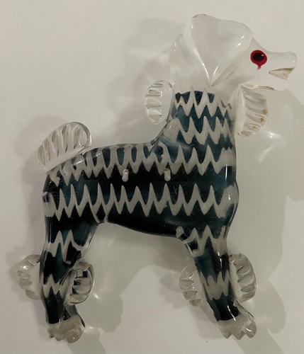 Vintage lucite poodle brooch - lucite,