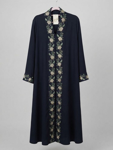 Embroidered nida abaya with - embroidered,