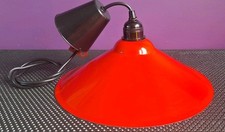 Vintage IKEA T501-1 Hanging Red Metal Conical Ceiling Pendant Light Lamp & Shade
