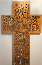 Wall hanging Wooden Our Father, Lords Prayer Cross, Crucifix, Christ,  3 SIZES