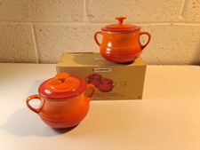 Le Creuset Set Of Two Soup Bean Pot 0.5L Volcanic/Flame In Box