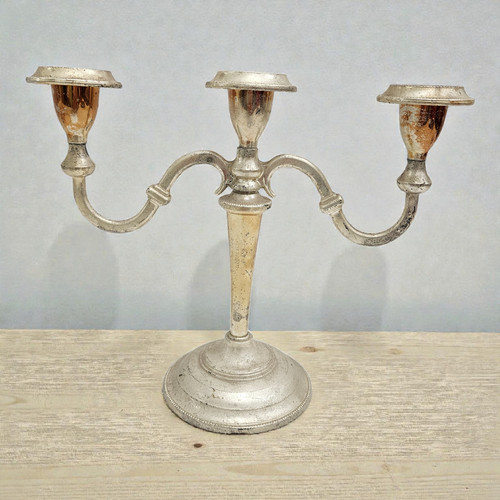 Vtg silver plated candelabra - plated,