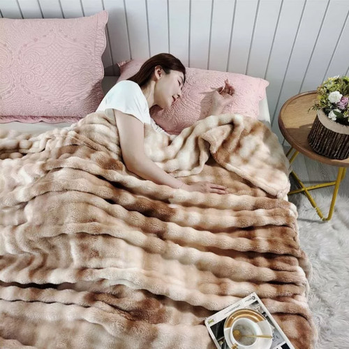 Winter fluffy faux fur blanket - winter,