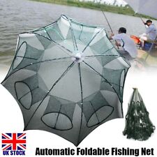 8 Holes Foldable Fishing Trap Net Crab Shrimp Crayfish Lobster Bait Cage Tool UK