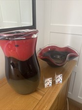 Pair of Svaja Big Vase Hand Blow  Amazing Collours, Used Conditions