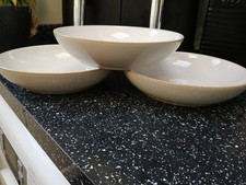 DENBY LINEN CREAM PASTA BOWLS X 3
