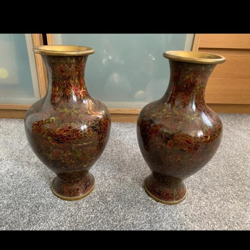 Pair chinese cloisonne - of,