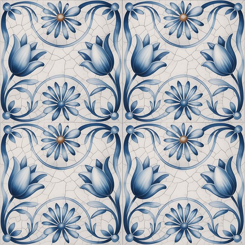 48x blue delft tile - blue,