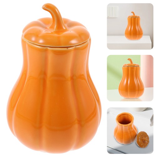 Pumpkin shaped ceramic tea jar - pumpkin,