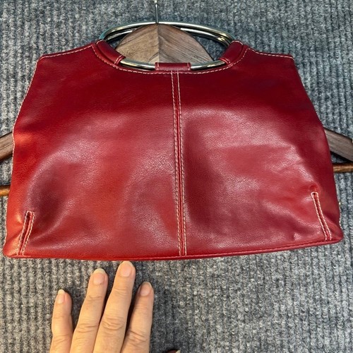 Red leather ring - red,