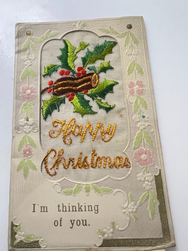 Ww1 silk christmas card happy - christmas,