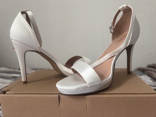 Coast ivory satin high - ivory, heel