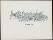 BEAGLE HOUNDS FEEDING  VINTAGE