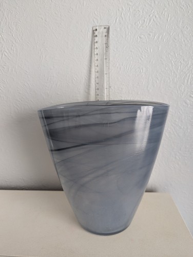 Large smokey grey glass vase - large,