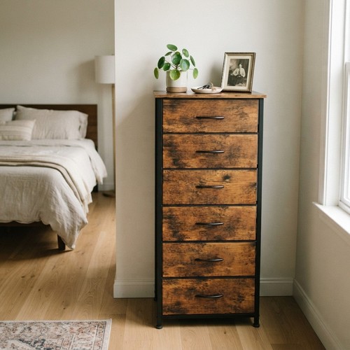 Rustic brown drawer tall - 6-drawer,