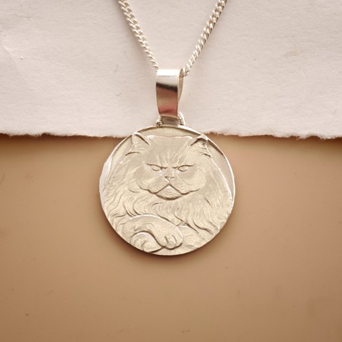 Persian cat engraved sterling - persian,
