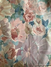 Vintage 80’s Crowson ‘Gaugin’ Floral Screen Printed Fabric Pink Peach Grey L