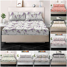 100% Egyptian Cotton Printed Fitted Sheet 400TC Single Double King Bed Sheets UK