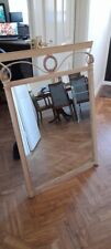 Large Vintage French metal frame cream wall mirror wreath detail gc 104x69cm