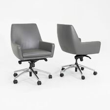 2012 Bernhardt Design Cardan Office Desk Chair Grey Spinneybeck Leather 17 Avail