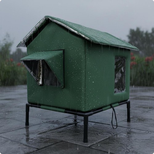 Elevated cat house - elevated, pitched