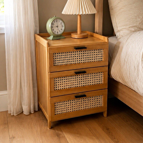 Set wood rattan bedside - set, of