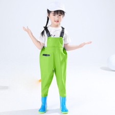 Kids PVC Chest Wader Waterproof Pants Boots Outdoor Fishing Playing Rain-proof