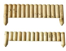 Wooden Log Picket Fence Panels Garden Wood Lawn Border Flower Edging Fencing