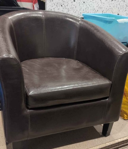Faux leather brown tub chair - brown,