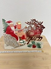 RARE Belsnickle embossed Christmas Santa Sleigh Reindeer Antique British die cut
