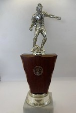 Vintage 1976 Footballer Trophy on Wooden Base 280 mm High