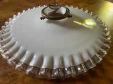 Vintage French Fluted Milk Glass Lamp Shade - Great condition