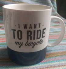 I Want To Ride My Bicycle Mug Bike Stuff Bell & Curfew STU009 Free P&P 10cm Navy