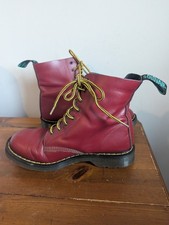 Men's Solovair Cherry Red Hi-Shine 8 Eye Derby Boots Size 9.5