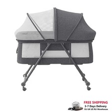 UBRAVOO Baby Travel Cot with Mattress Silent Wheels Rocking Convertible Crib