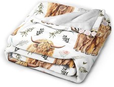 Cow Print Blanket 50x60inch Soft Cozy Throw Fleece Plush Warm for Couch Travel