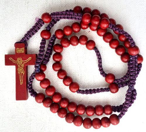 Wood rosary corded 6 - rosary,