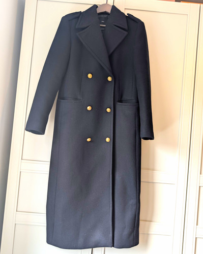 Mango black wool long overcoat - long,