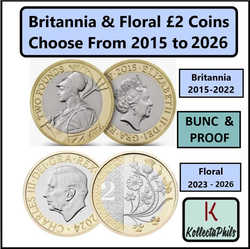 Two pound coins - coins, britannia