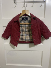 100% Authentic BURBERRY Baby Burgundy/Red QUILTED Jacket Coat. SIZE 24 M . MINT