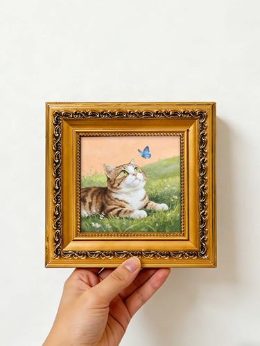 Tabby cat watching butterfly - tabby,